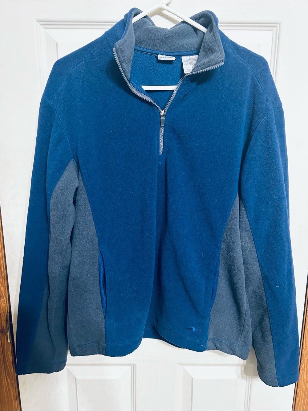 Athletic Works Blue and Gray Men's Quarter-Zip Fleece Jacket